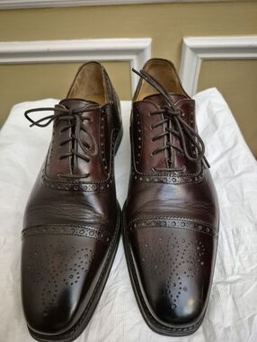 Magnanni Men's Brown/ Cognac Leather Cap-Toe Brogues Size 10